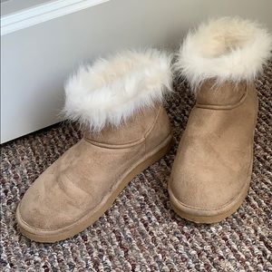 Tan fur slipper boots H&M